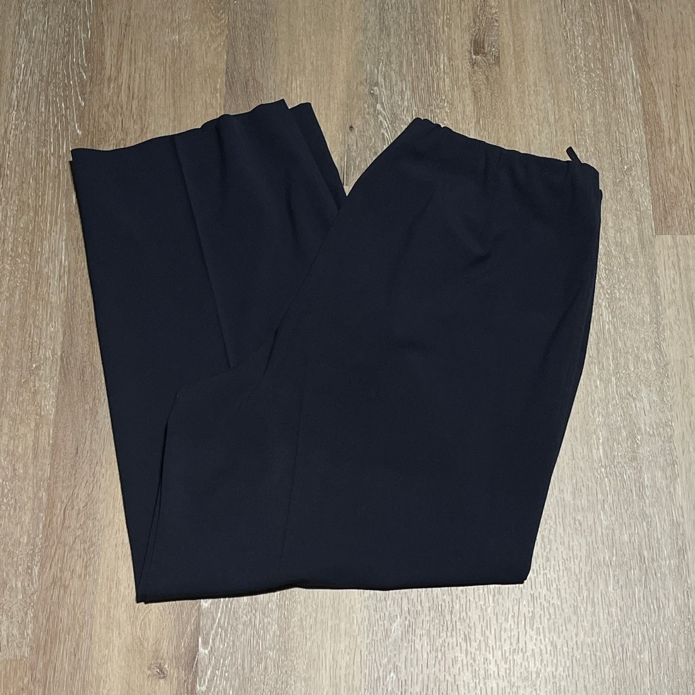 Talbots Women Petite Black Wide Leg Sailor Button Cropped Pants Size 14W EUC